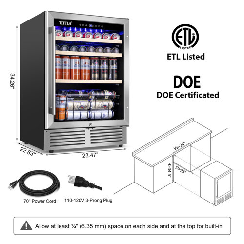 Tittla 24'' 150 Can Freestanding/Builtin Reversible Door Hinge